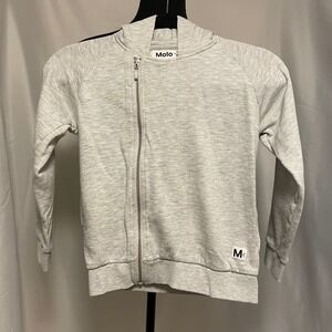 Molo Kids Grey Hooded‎ side Zip-Up Sweatshirt size 128
